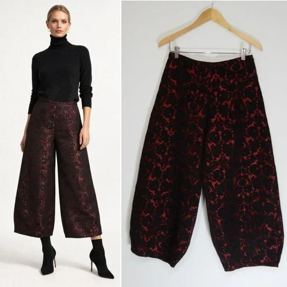 BRYN WALKER Medina PANTS Rosa Nera Brocade Lantern Tapered Wide Leg NEW $190 - Picture 12 of 12